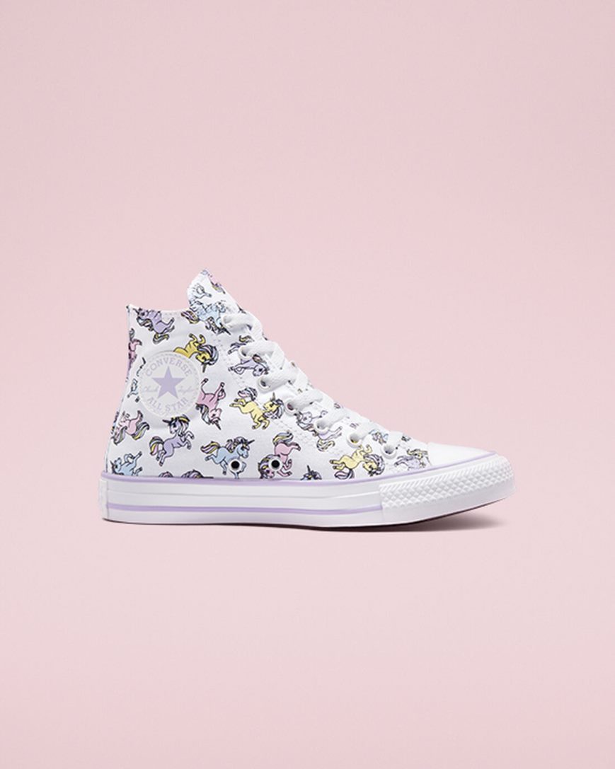 Chlapecké Boty Vysoké Converse Chuck Taylor All Star Unicorns Bílé Šedé Fialové | CZ SXLN52